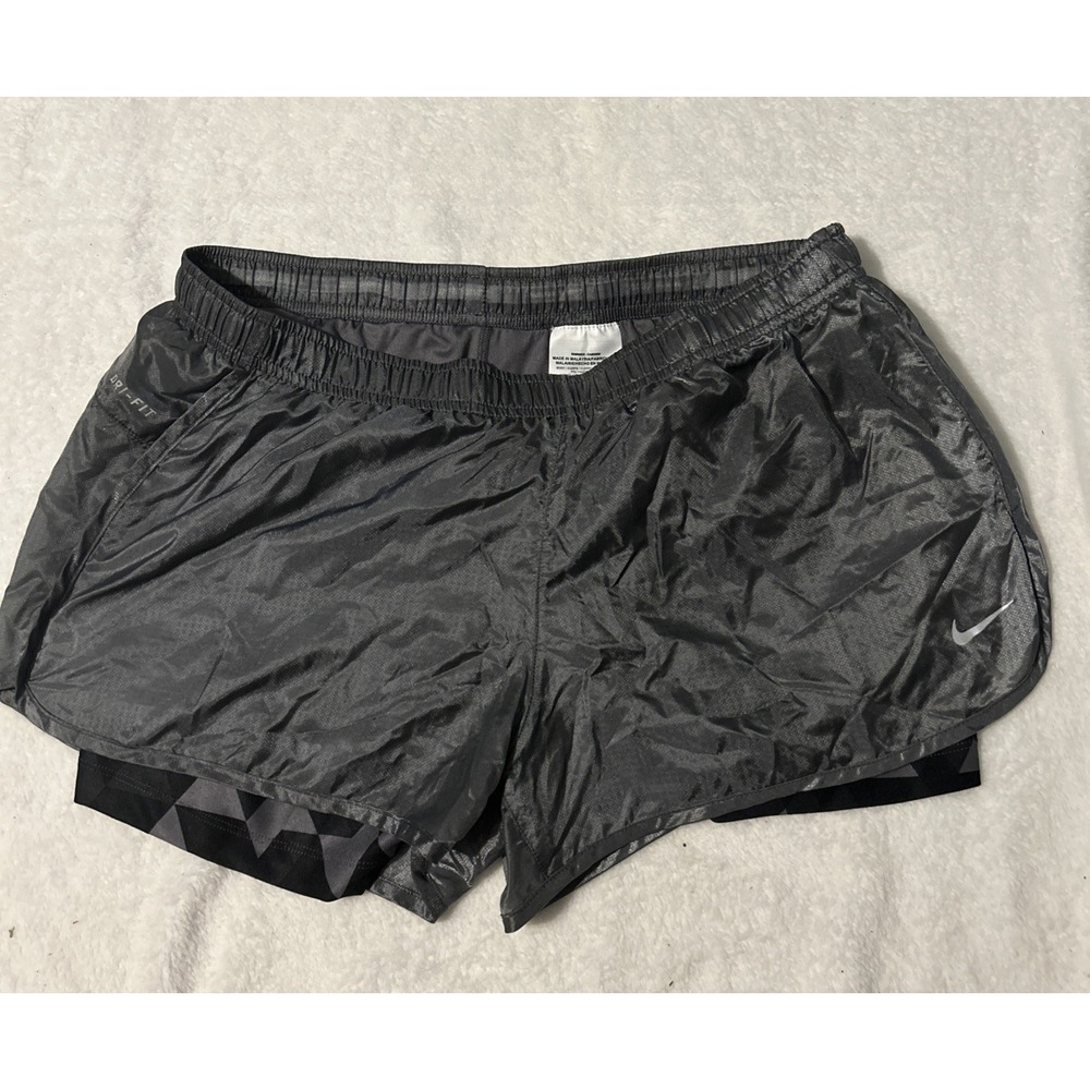 Nike Dri Fit 2 Layered Gray Running Shorts Women's Size Medium